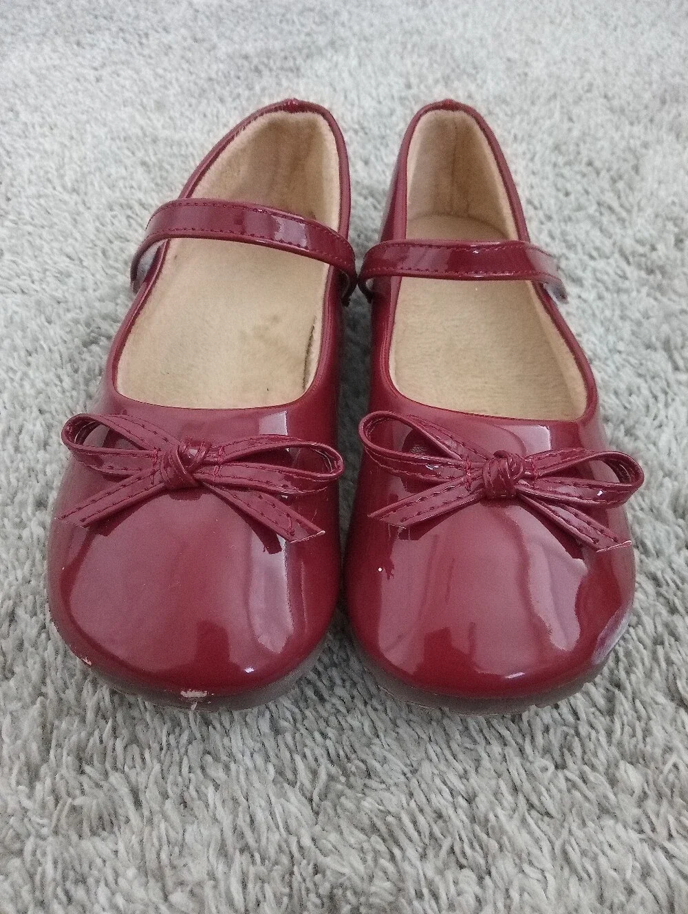 Girls' Red Flat Shoes with Bow - Size:EU 33, US2